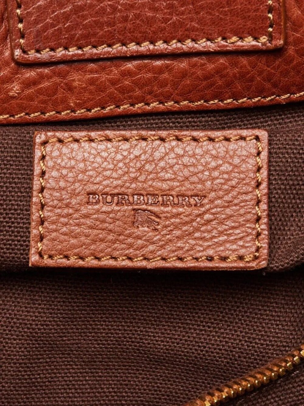 Burberry Brown Pebbled Leather Margaret Shoulder Bag - Picture 9 of 12